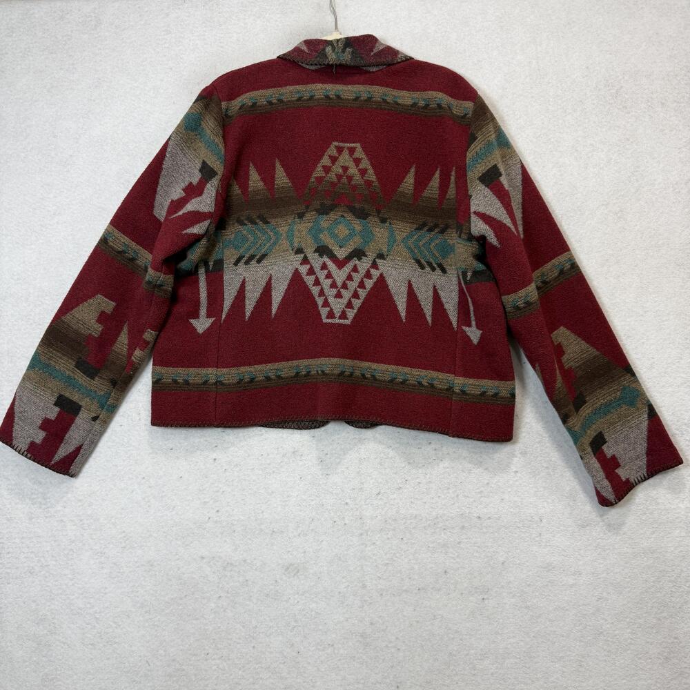 Rhonda Stark Blazer Womens Medium Red Wool Southwestern Western Button Jacket - Picture 6 of 7